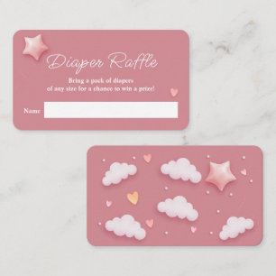 Cloud Theme Baby Shower Pink Diaper Raffle Enclosure Card