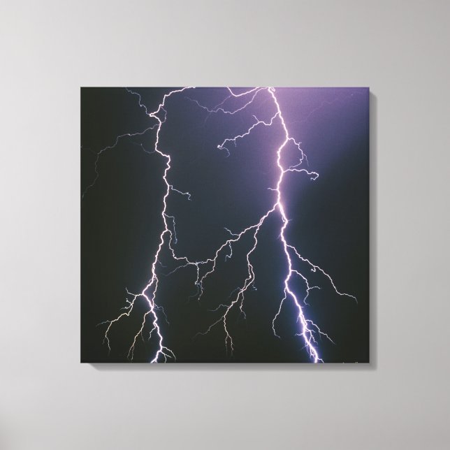 Cloud to ground lightning flash from a dissipating canvas print (Front)