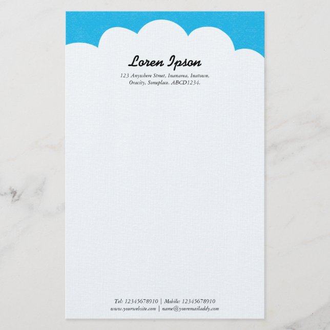 Cloud Top - Blue Stationery (Front)