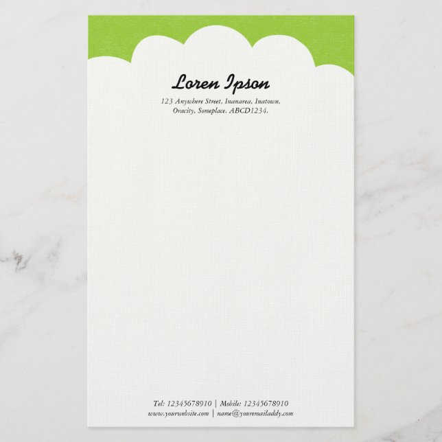 Cloud Top - Martian Green Stationery (Front)