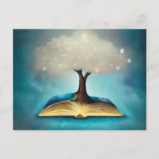 Cloud Tree & Open Book Postcard
