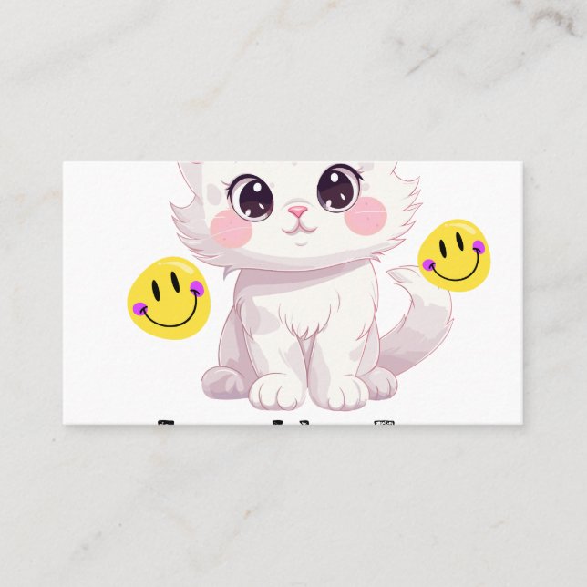 "Cloud With Paws Cute Fluffy Cat Business Card" Card (Front)