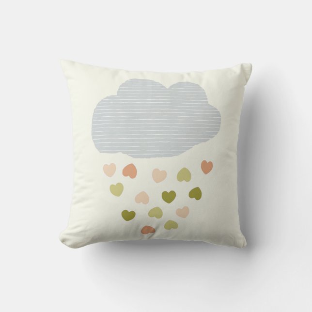 cloud with rain hearts nursery pillow (Front)