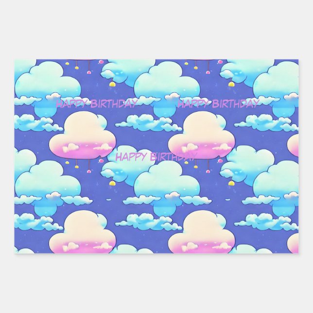Cloud Wrapping paper, customise saying on sheet. Paper Sheet (Front)