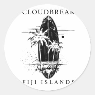 Cloudbreak Fiji Islands Surf Vintage Surfing Surfe Classic Round Sticker