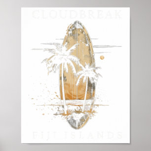 Cloudbreak Fiji Islands Surf Vintage Surfing Surfe Poster