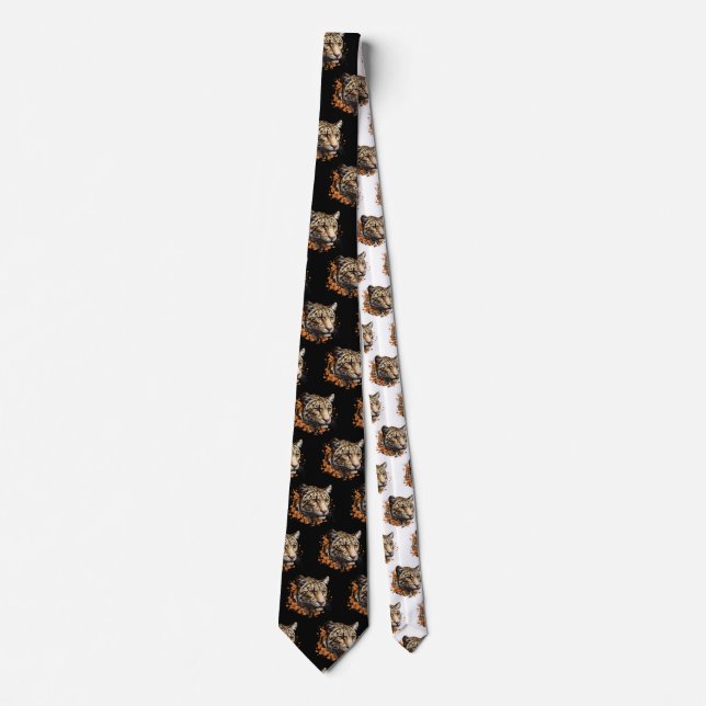 clouded leopard head tie (Front)