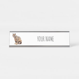 clouded leopard photograph jungle big cat animal   desk name plate