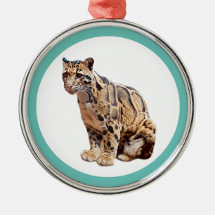 clouded leopard photograph jungle big cat animal metal tree decoration