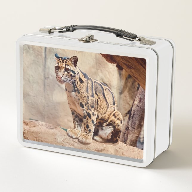 clouded leopard picture nature wildlife exotic metal lunch box (Front)