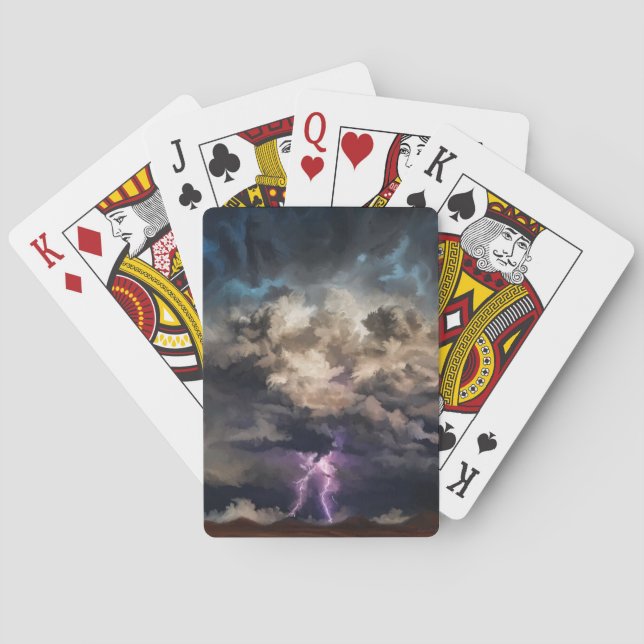 Clouded lightening storm canvas print playing cards (Back)