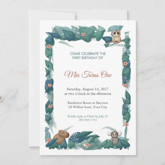 Cloudforest Hideout First Birthday Invitation (Front)