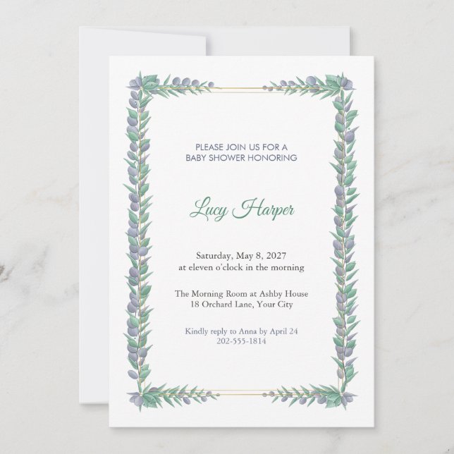 Cloudmint Pilaster Baby Shower Invitation (Front)