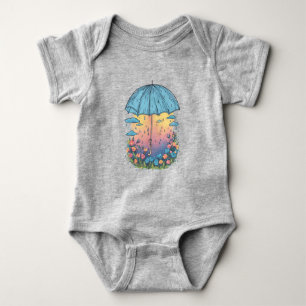 Clouds 26 vivid, sky,rainbo colours, glowing cloud baby bodysuit