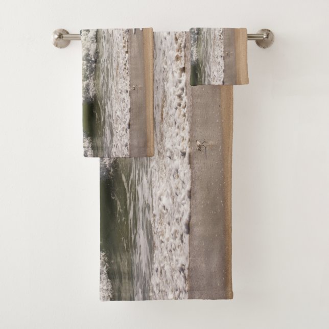 Clouds above the ocean and sandpiper bird bath towel set (Insitu)