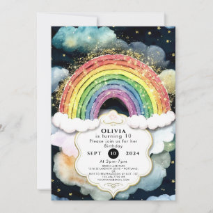 Clouds and Colours Rainbow Birthday Invitation