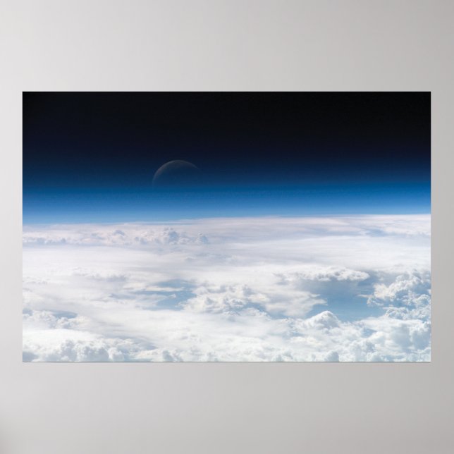 Clouds and Faint Moon Poster (Front)