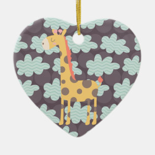 Clouds and Giraffes Ceramic Tree Decoration
