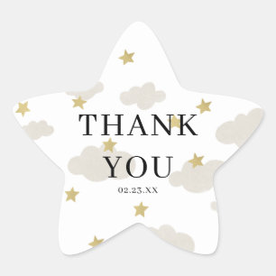 Clouds and Gold Stars   Thank You with Date Star Sticker