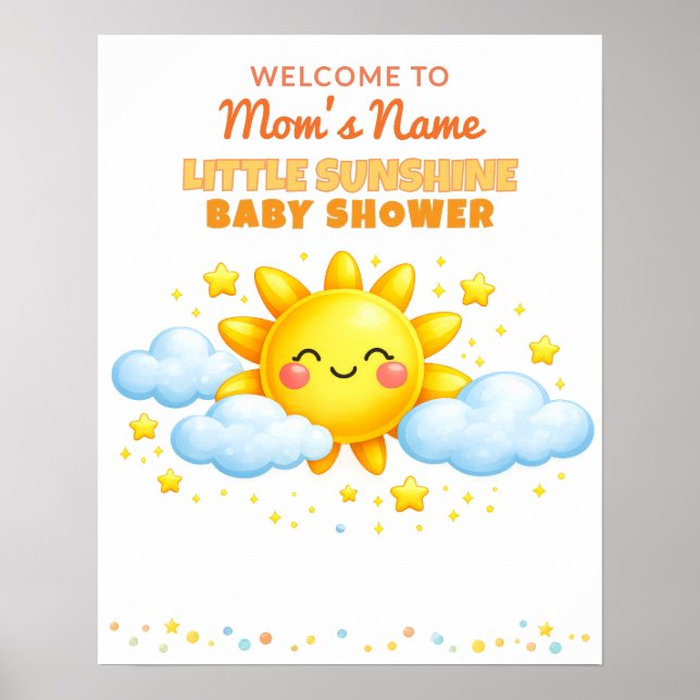 Clouds and Stars Baby Shower Welcome Sign (Front)