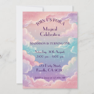 Clouds and Stars Customised Birthday Invitation