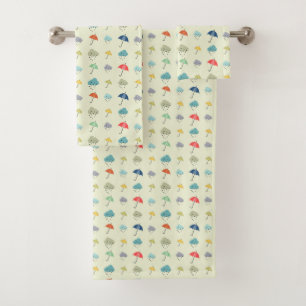 Clouds and Umbrellas Cute Modern Pattern Bath Towel Set