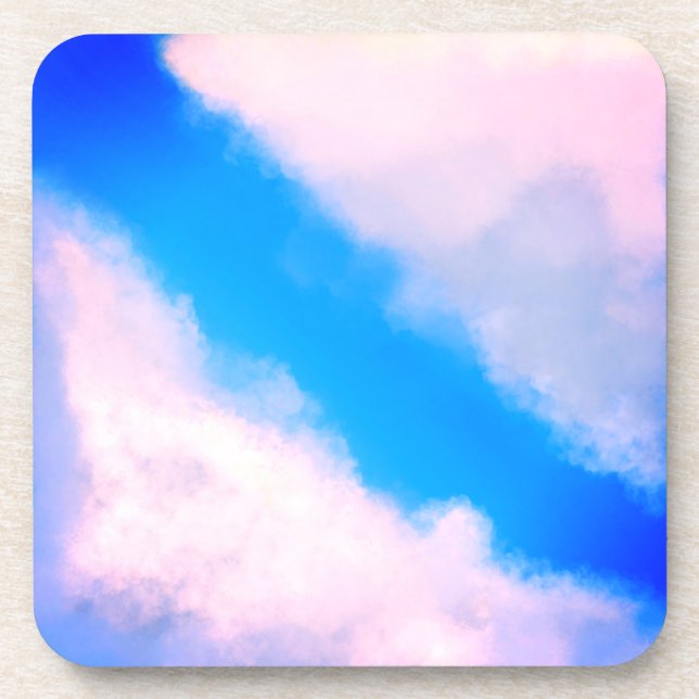 Clouds Apart - Blue w/Pinkish Clouds Coaster (Front)