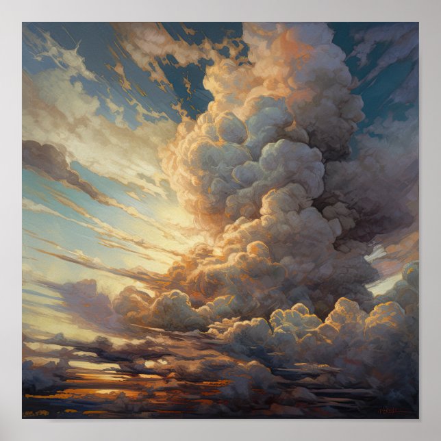 Clouds At Dawn Painting Art Print Poster (Front)