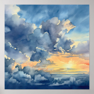 Clouds At Dawn Painting Art Print Poster