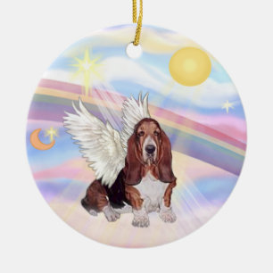 Clouds - Basset Hound Ceramic Tree Decoration