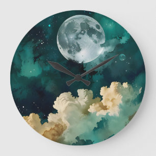 Clouds Beneath the Moon Large Clock