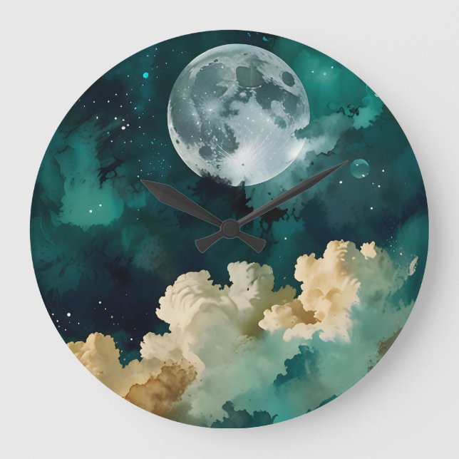 Clouds Beneath the Moon Large Clock (Front)