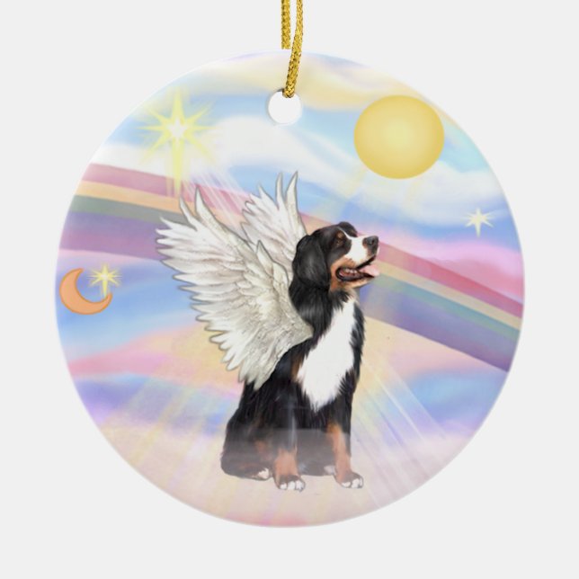 Clouds - Bernese Mountain Dog Ceramic Tree Decoration (Front)