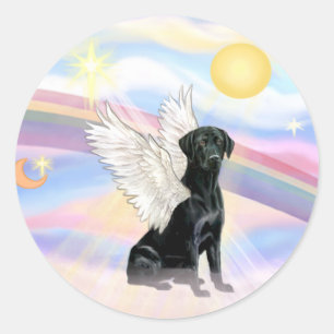 Clouds - Black Labrador Retriever Angel Classic Round Sticker
