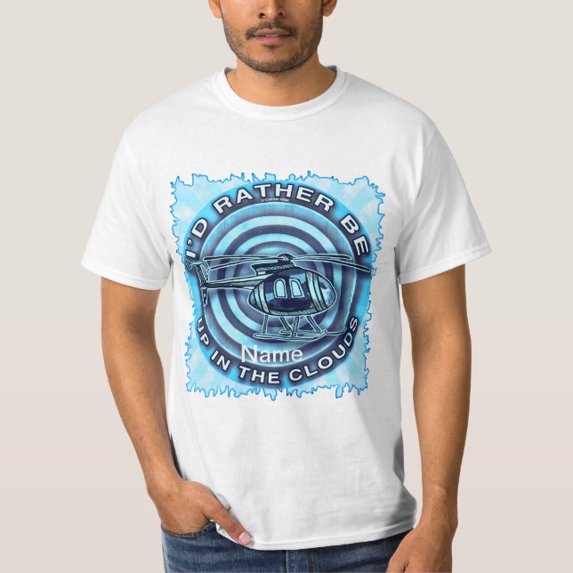 Clouds Blue Helicopter  T-Shirt (Front)