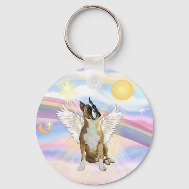 Clouds - Boxer ANgel (cropped ears #1) Key Ring (Front)