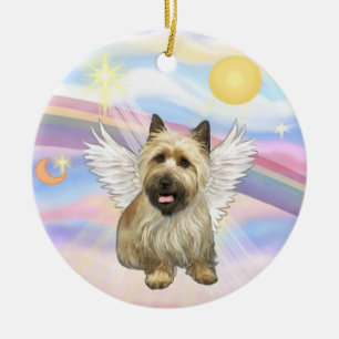Clouds - Cairn Terrier (black mask) Ceramic Tree Decoration
