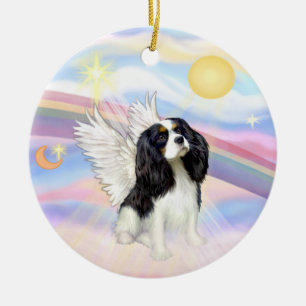 Clouds - Cavalier King Charles (tri) Ceramic Tree Decoration