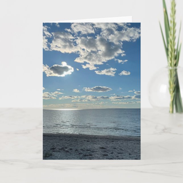 Clouds Cloudy Blue Sky Empty Beach  Note Card (Front)