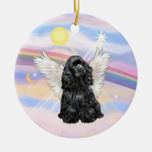 Clouds - Cocker Spaniel (black) Ceramic Tree Decoration