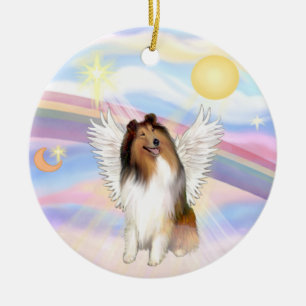 Clouds - Collie (Sable-White) Ceramic Tree Decoration