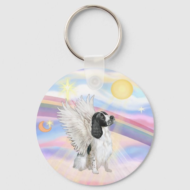 Clouds - English Springer Spaniel Angel Key Ring (Front)