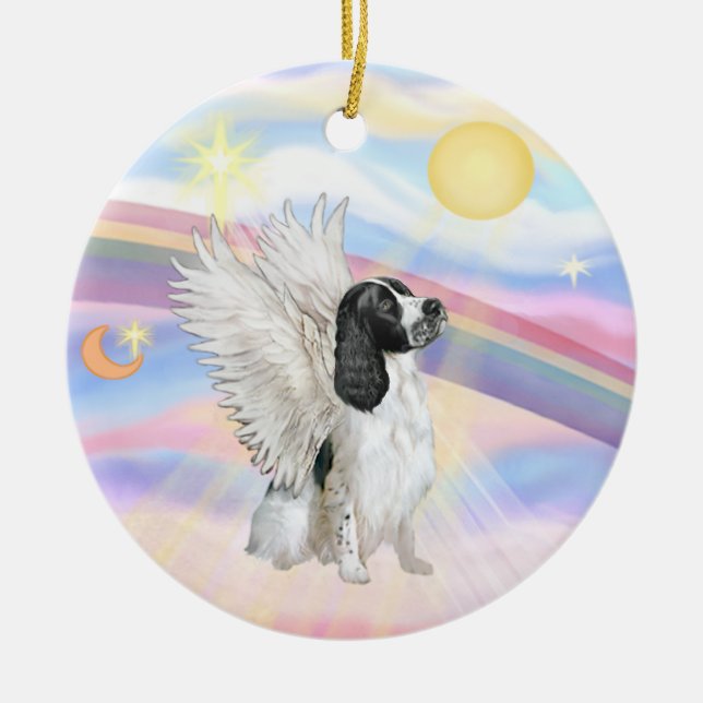 Clouds - English Springer Spaniel Ceramic Tree Decoration (Front)