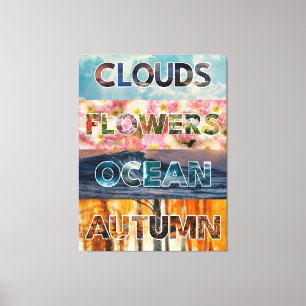 Clouds Flowers Ocean Autumn – Nature Word Art Canvas Print