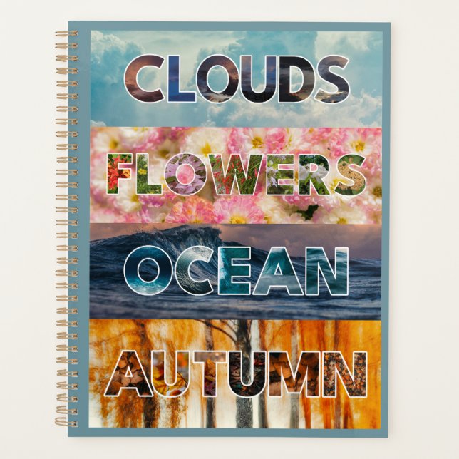 Clouds Flowers Ocean Autumn – Nature Word Art Planner (Front)