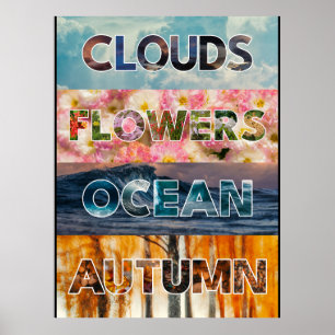 Clouds Flowers Ocean Autumn – Nature Word Art Poster