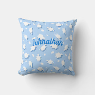 Clouds & Fluffy (Blue) Lambs Custom Cushion