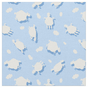 Clouds & Fluffy (Blue) Lambs Custom Fabric