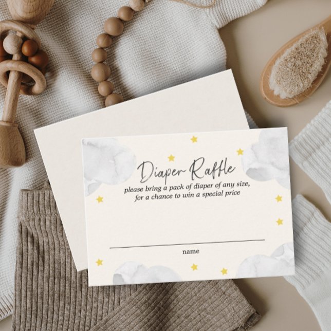  Clouds Gender Neutral Baby Shower Diaper Raffle Business Card (Creator Uploaded)