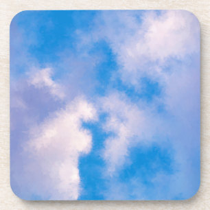 Clouds Hard Plastic coasters with cork back.